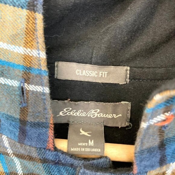Eddie Bauer Flannel Shirt Jacket Shacket Mens Medium M Classic Fit Hooded Plaid - Picture 4 of 16